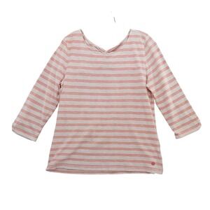 T by Talbots Striped Knit Top Cutout Twist Back 3/4 Sleeve Shirt‎ Large